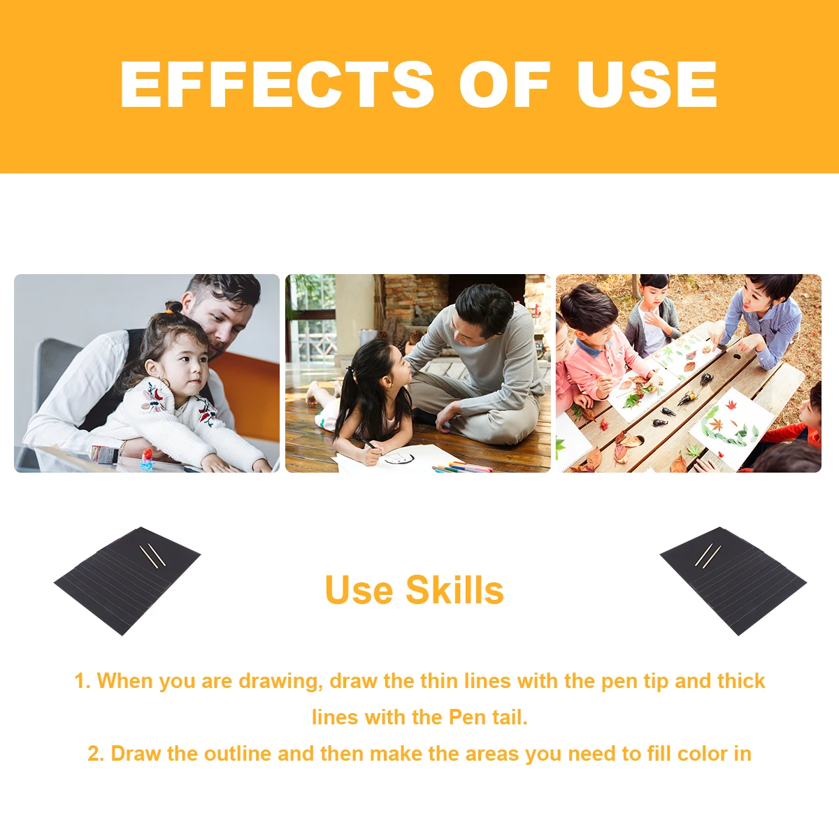 

2 Pack Environmentally Friendly Scratch Notes Painting Drawing Papers for Kids Picture Portable