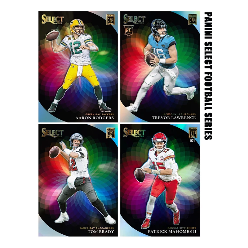 Coleção de Cartões DIY da Série de Futebol PANINI com Aaron Rodgers, Patrick Mahomes, Tom Brady e Trevor Lawrence