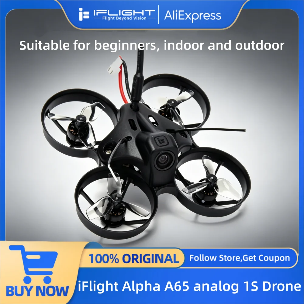 

iFlight Alpha A65 Analog 1S TinyWhoop Drone BNF с мини-квадрокоптером BLITZ F411, подходит для начинающих, для использования в помещении и на улице.