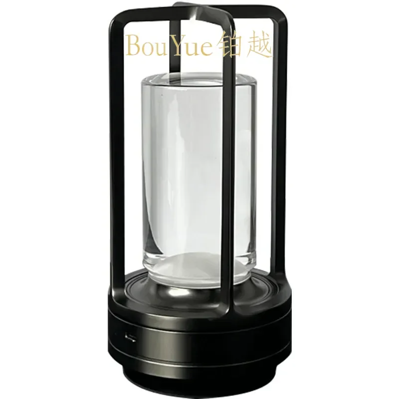 Dimmable LED Aluminum Bar Table Lamp USB Rechargeable Touch Control Night Light Modern Atmosphere Desk Lighting for Cafe