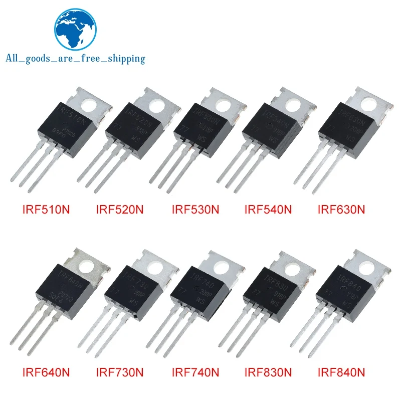 

TZT 10PCS IRF510 IRF520 IRF530 IRF540 IRF630 IRF640 IRF730 IRF740 IRF830 IRF840 Transistor TO-220 TO220