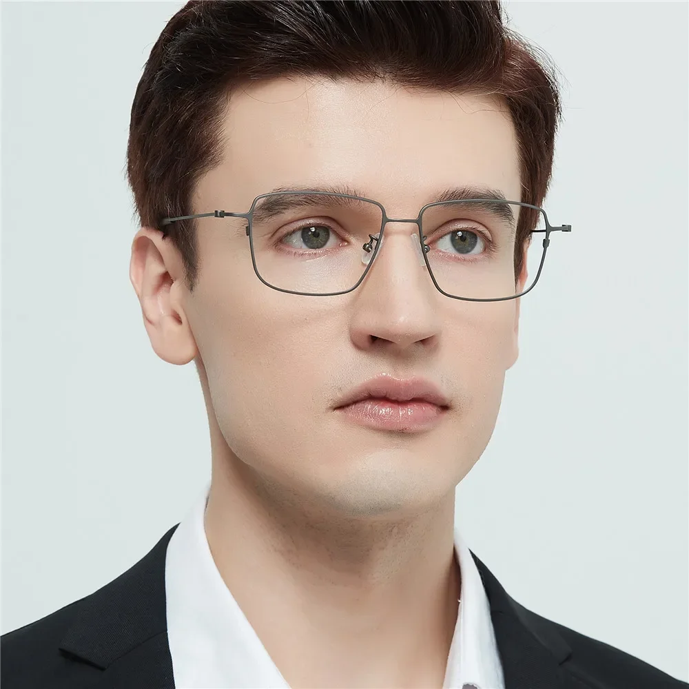 Pure Titanium Retro Square Glasses Frame Handmade Men Women Ultra-light 7g for Big Face Eyeglasses Spectacles Eyewear Fashionabl