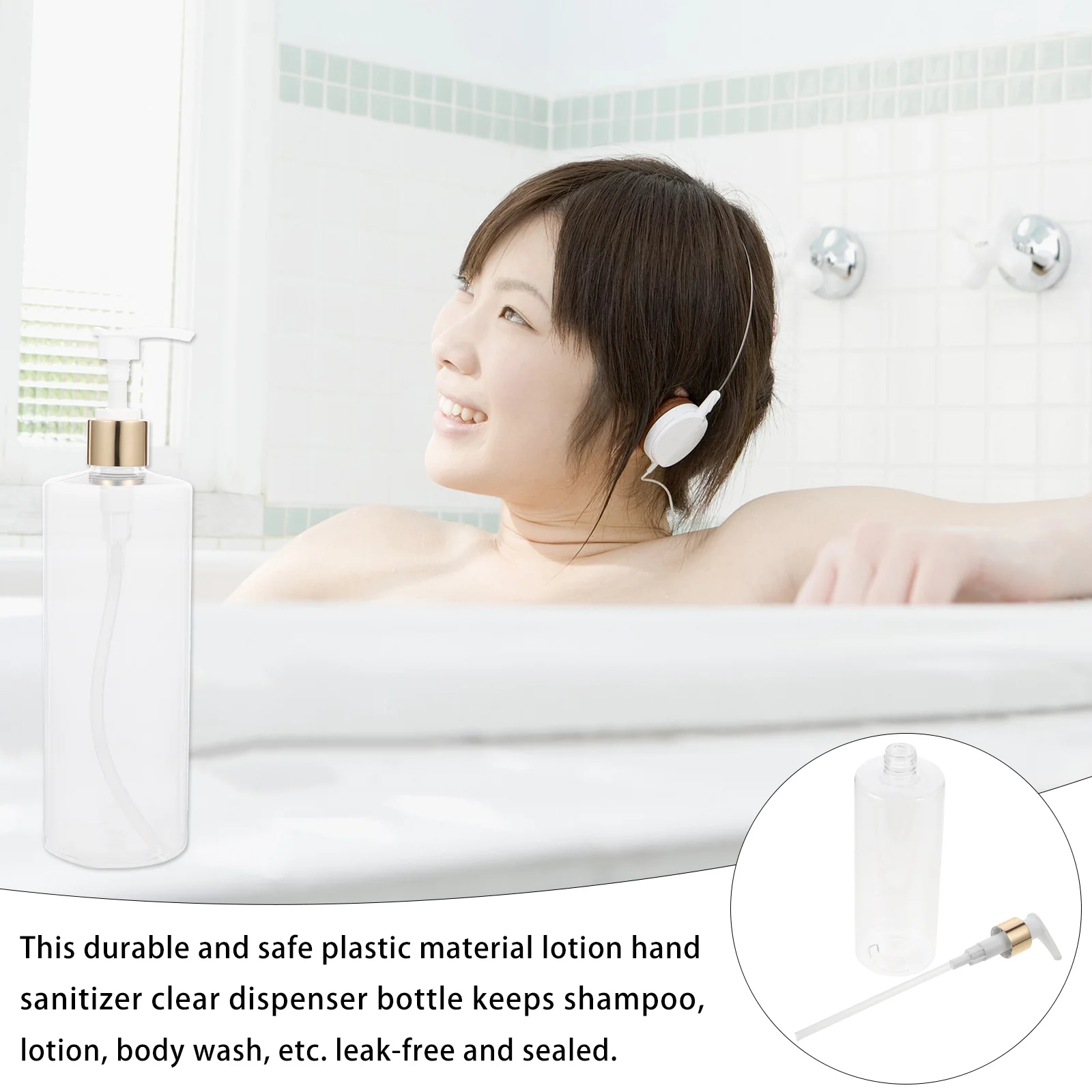 

1pc 500Ml Empty Transparent Plastic Bottle For Shampoo Lotion Body Wash Liquid Storage Bathroom Organizer Leakproof