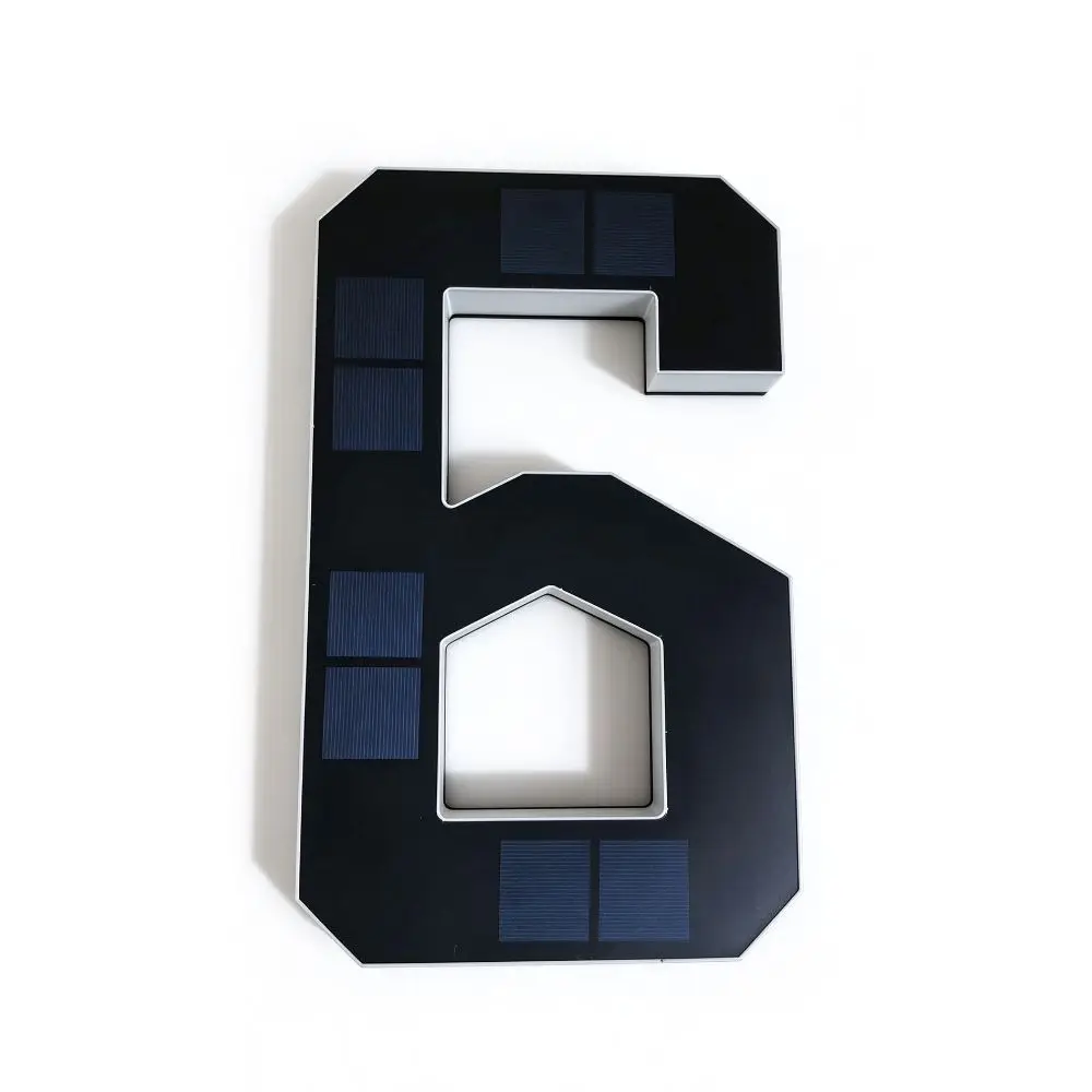 Waterproof Solar Lighted House Numbers Light No Wiring 6.7IN Solar Digital Doorplate Modern Illuminated Exterior