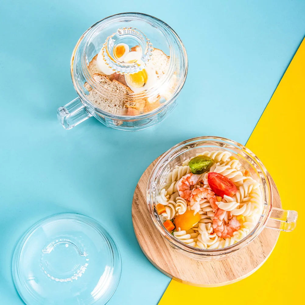 كوب حبوب من الزجاج المقسى وعاء حلوى مع غطاء واضح وعاء زجاجي للإفطار عرض قهوة الحليب أدوات المائدة المنزلية كوب حبوب