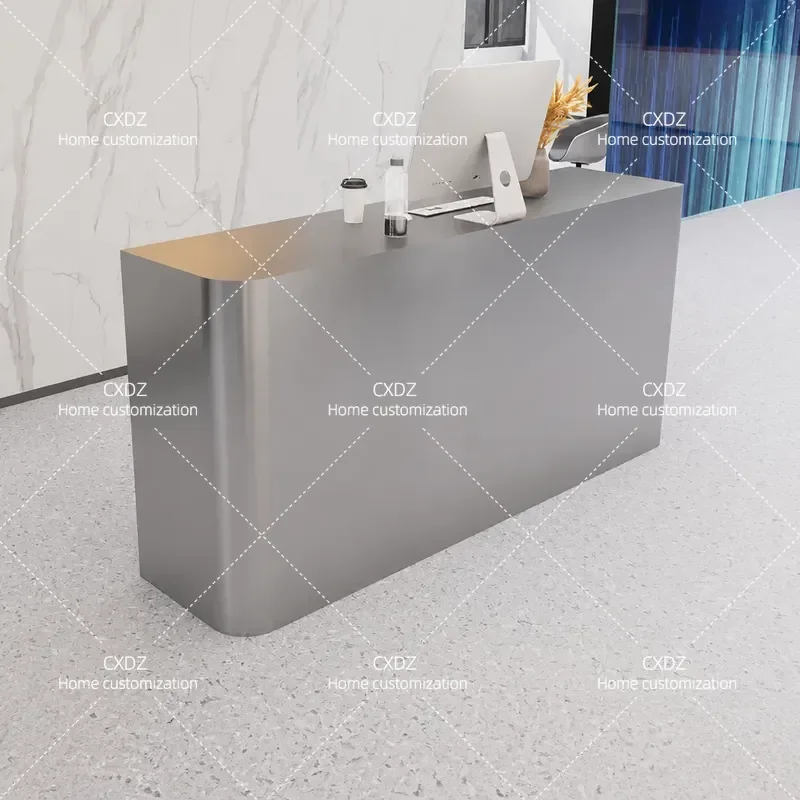 Light luxury stainless steel bar counter Clothing store checkout page Hair salon front desk Small company gym Dance reception