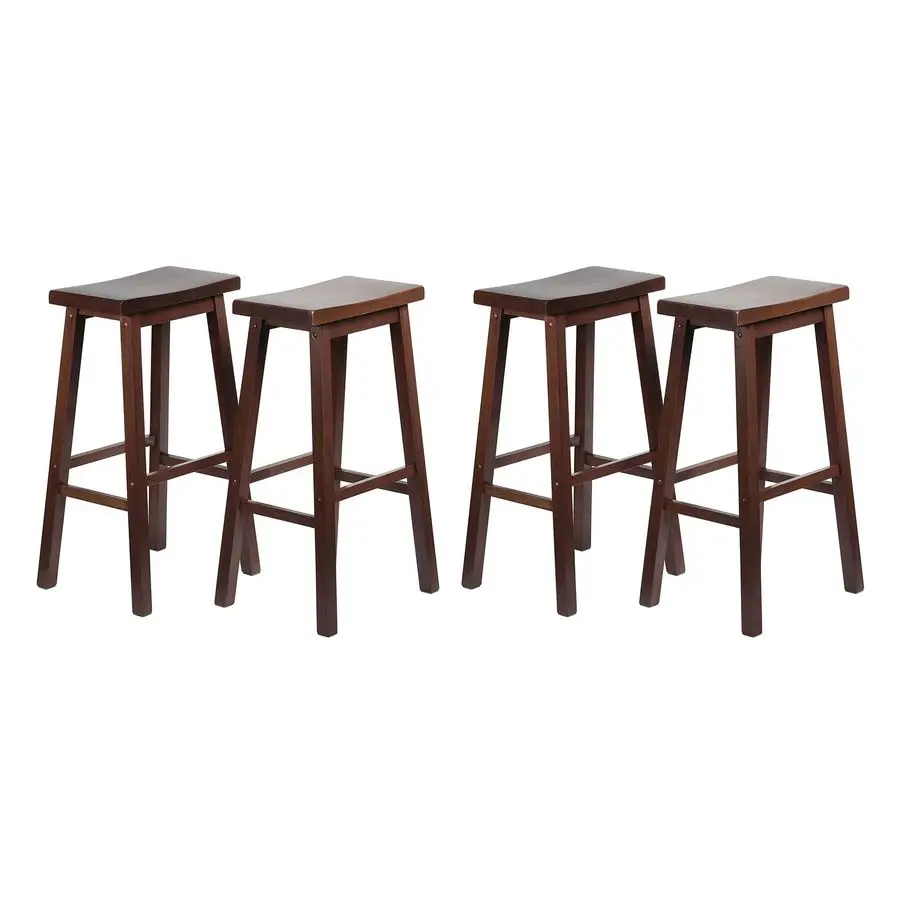 

Классические кухонные стулья-табуреты высотой 29 дюймов для дома, столовых и баров, без спинки, с 4 квадратными ножками, цвет орех.