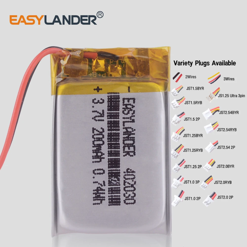 402030 3.7V 200mAh Rechargeable Lithium Lipo Li-ion Polymer Battery For Mp3 Wrist Watch DVR GPS BH-214 BH-111 TWS Xiaomi Air2