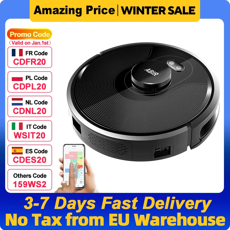 Robot Vacuum Cleaner ABIR X8,Laser Lidar,UV Cleaning,TOF Wisdom,6500pa Suction,Multi-Floor Map,Customized Smart Home Mop