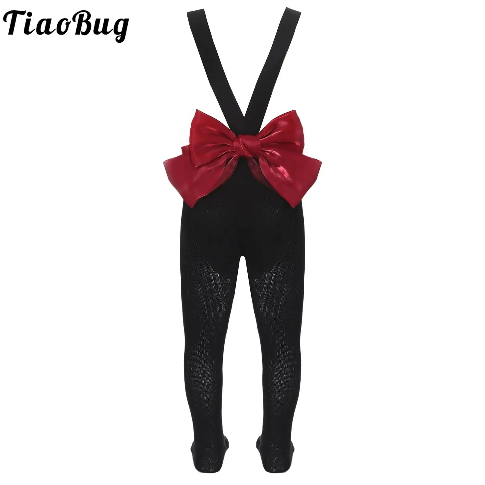Baby Girls Boys Suspender Pantyhose Ribbed Knit Elastic Straps Bow Knot High Waist Rompers Leggings Infant Tights Socks Bodysuit