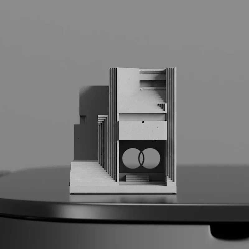 

Renowned Italian architect Carlo Scapa Brion cemetery cement building model display, book stand, modern home desktop decoration