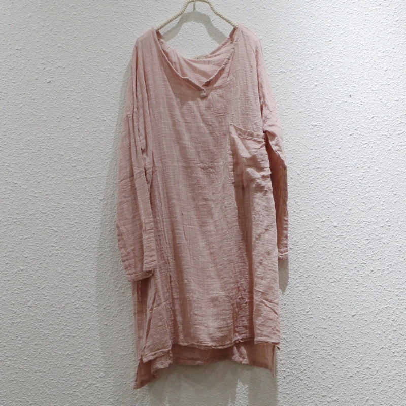 100% Linen Women Casual T-shirts New Arrival 2025 Spring Vintage Style O-neck Plain Color Loose Female Long Tops Tees M1548