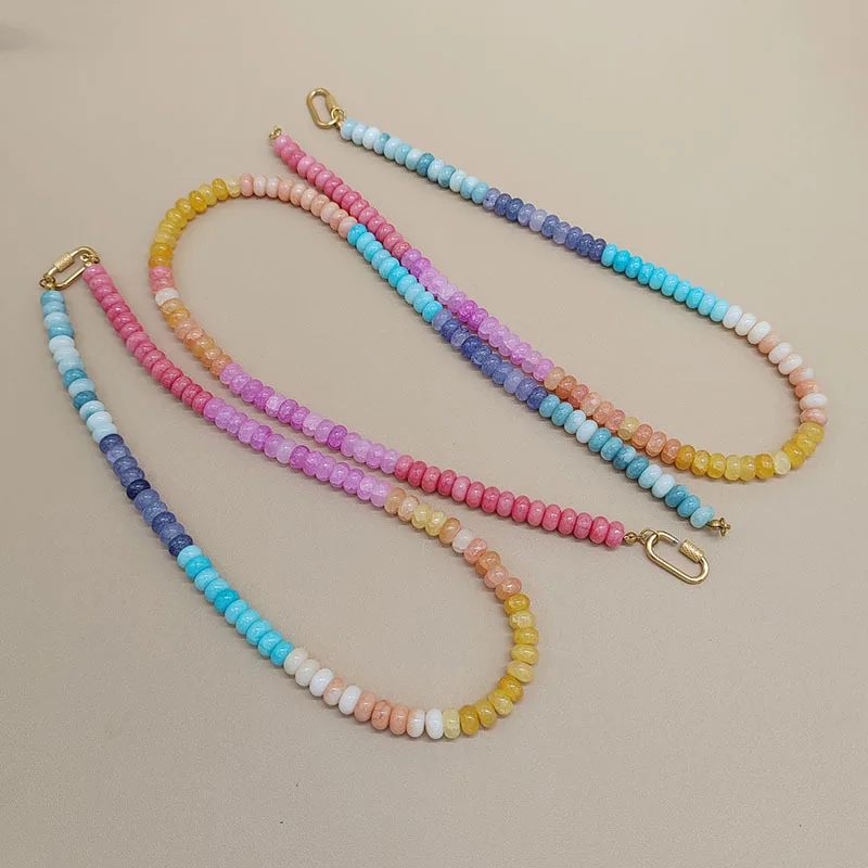 قلادة الدوبامين الأوروبية والأمريكية على الطراز INS - قلادة مطرزة بالحجر الطبيعي، هدية فريدة من نوعها للسيدات وإكسسوارات الموضة