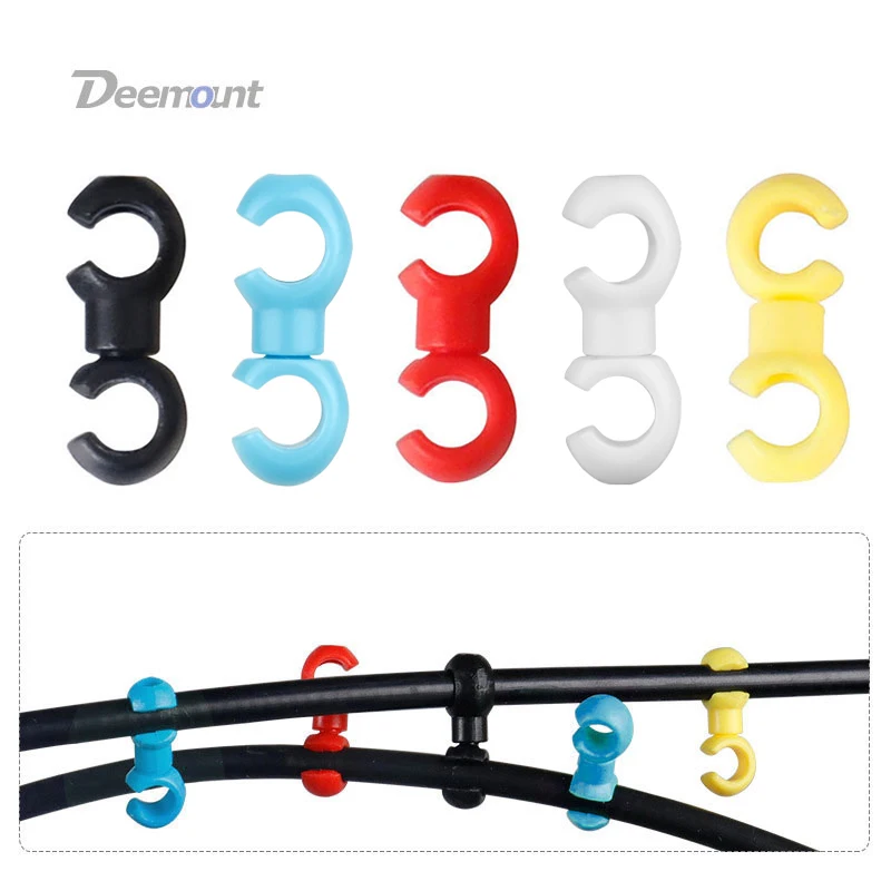 Deemount S-Shaped Clips for Bicycle Brake Shift Line Hose Guide Bike Cross Cable Tidy Ties Buckle Holder C Hooks Multi Color