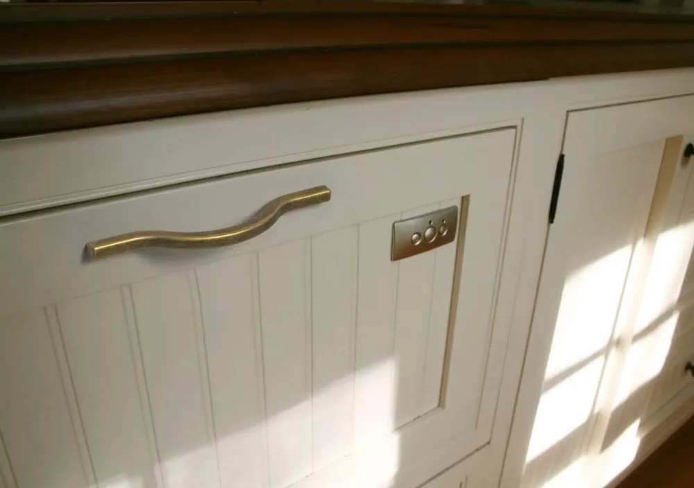 Goo-Ki Low Profile Antique Brass Cabinet Pulls Double Hole Centers(11.4''/12.6'') Zinc Alloy Handle for Drawer Cupboard Wardrobe