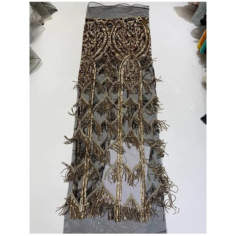 

New Embroidered Sequin Net Fabric Tassel Bright Flower Fabric for DIY Hanrt Home Decoration Clothing ing