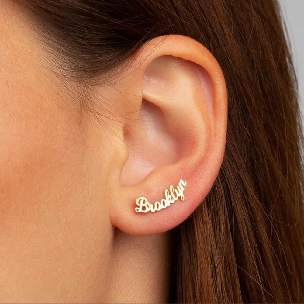 أقراط اسم مخصص، أقراط شخصية، ترصيع، هدايا شخصية، مجوهرات نسائية، هدايا عيد الحب، هدايا نسائية