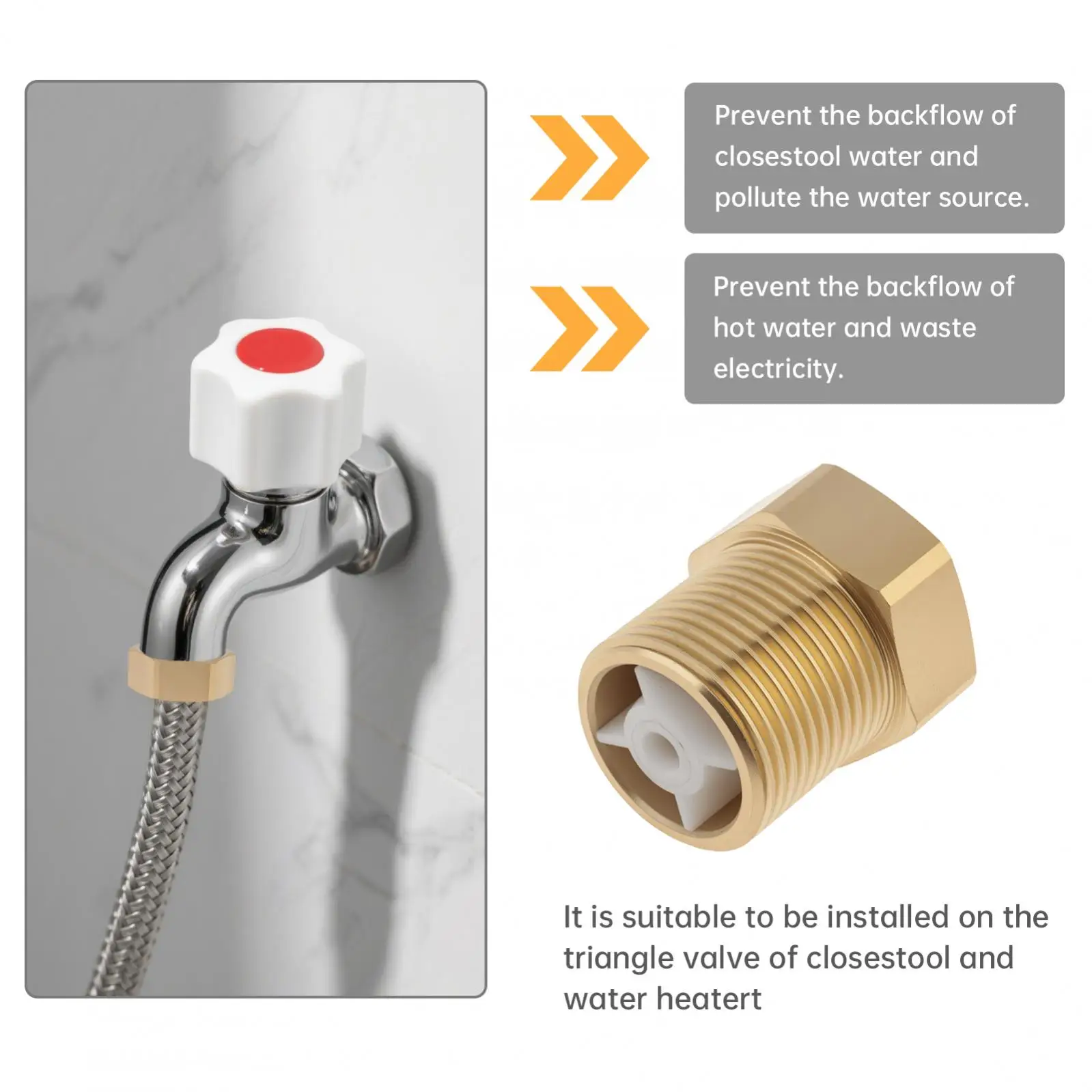 2 Stück Messing Einweg-Rückschlagventil für Wassertürme, Warmwasserbereiter, Toilette, Innengewinde auf Außengewinde, Rückflussverhinderer, Rückschlagventil