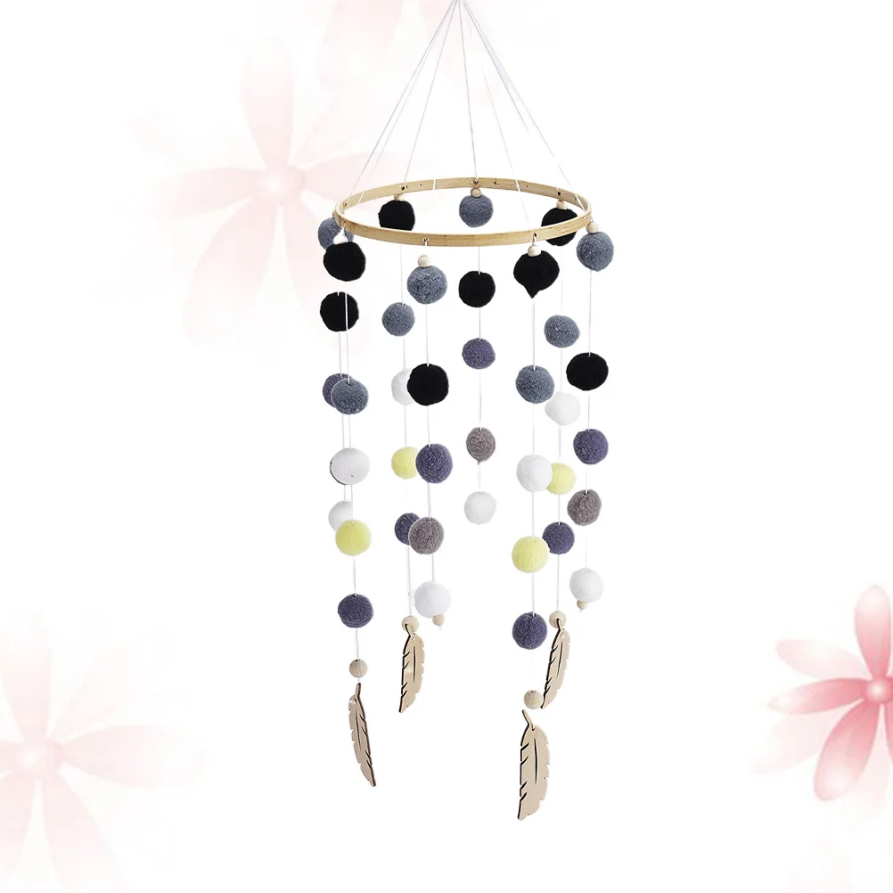 

1Pcs Wind Chime Hairball Wall Hanging Decor Black Grey White Yellow for Living Room Bedroom Apartment Dorm Home