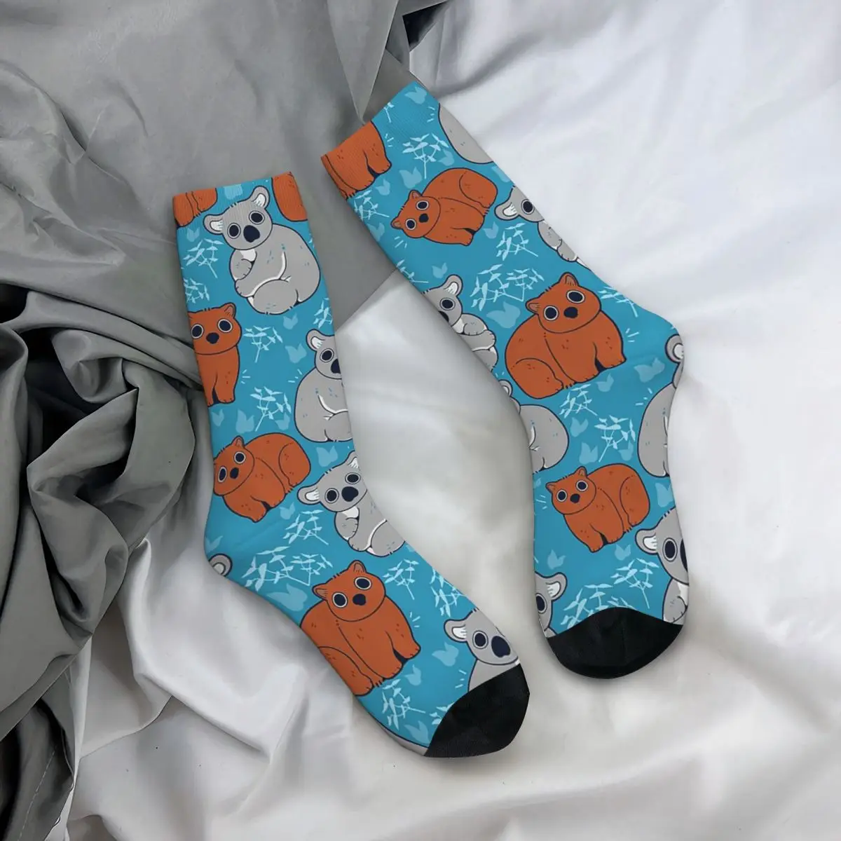 Wombat e Koala con calzini di eucalipto Calze Harajuku che assorbono il sudore Calzini lunghi Accessori per regalo di compleanno unisex
