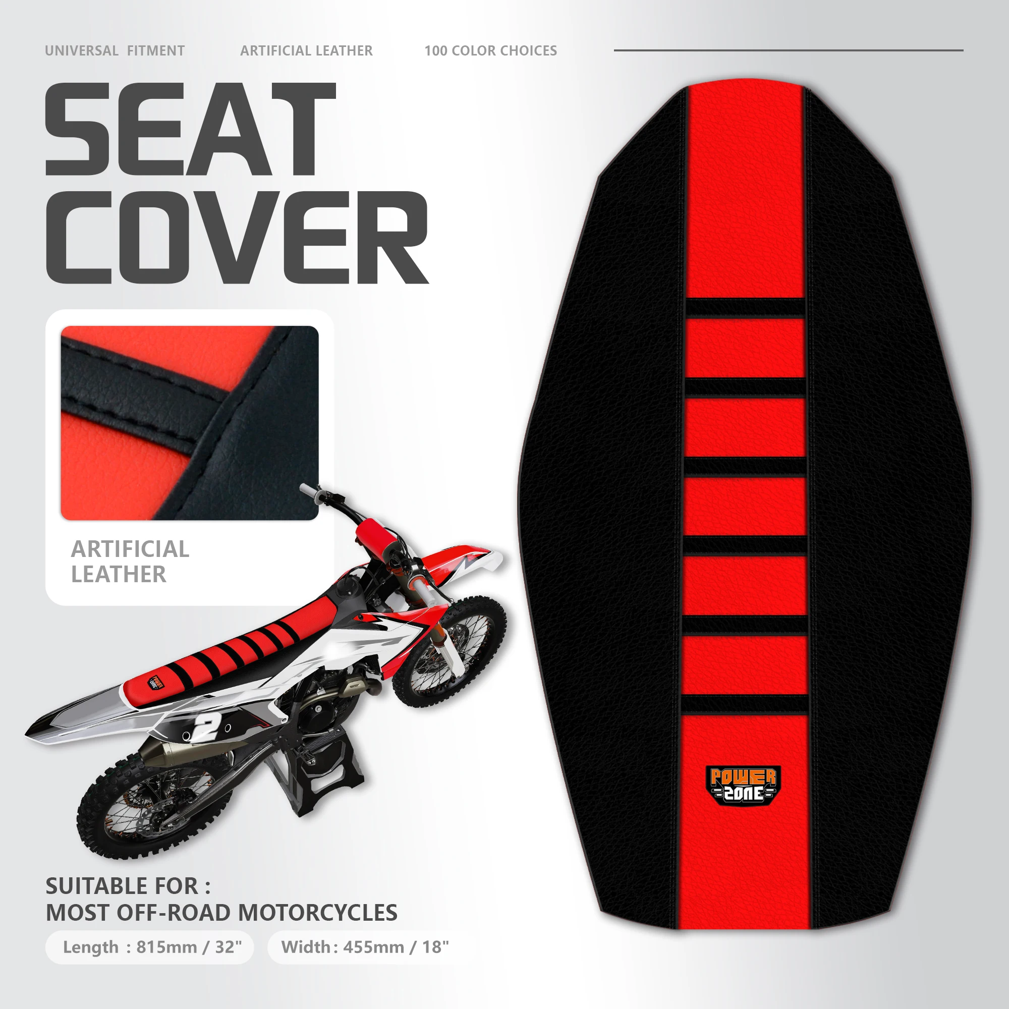 Powerzone Motorcycle Ribbed Artificial Leather Gripper Soft Seat Cover For KTM Dirt Bike Off Road SXF ECX-F CRF YZF TC