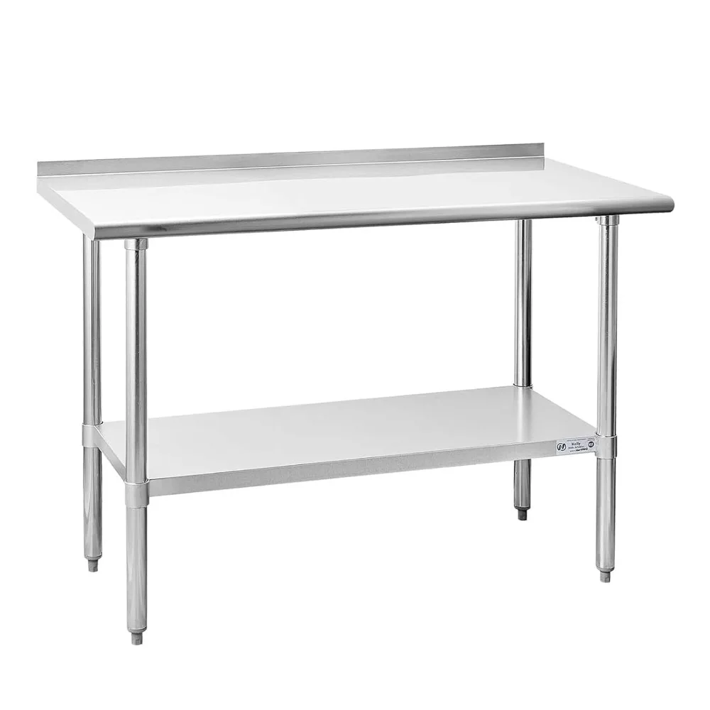 

Stainless Steel Table for Prep & Work 24 x 48 Inches, NSF Commercial Heavy Duty Table with Undershelf and Backsplash for Restaur