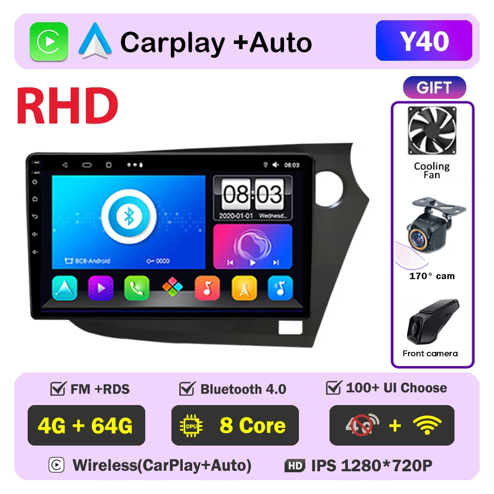 Autoradio Android Navigatie Voor Honda Insight 2009 2010 2011-2014 Multimedia Video Player Head Unit Geen 2din DVD QLED scherm