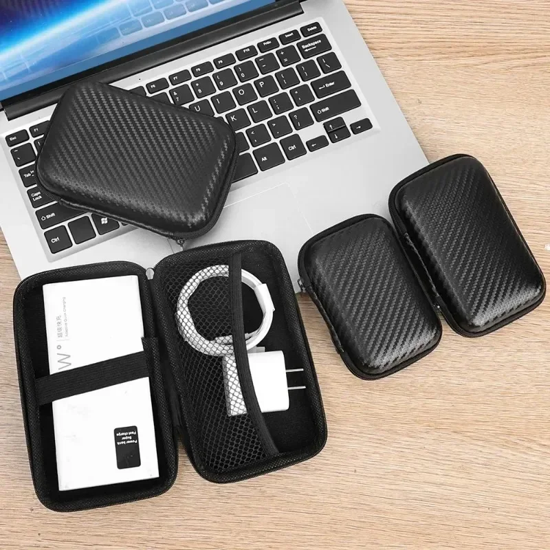 Mini Storage Bag EVA Waterproof Bluetooth Earphone Data Cable Travel Organizing Container Zipper Bags Fashion Black Storage Case