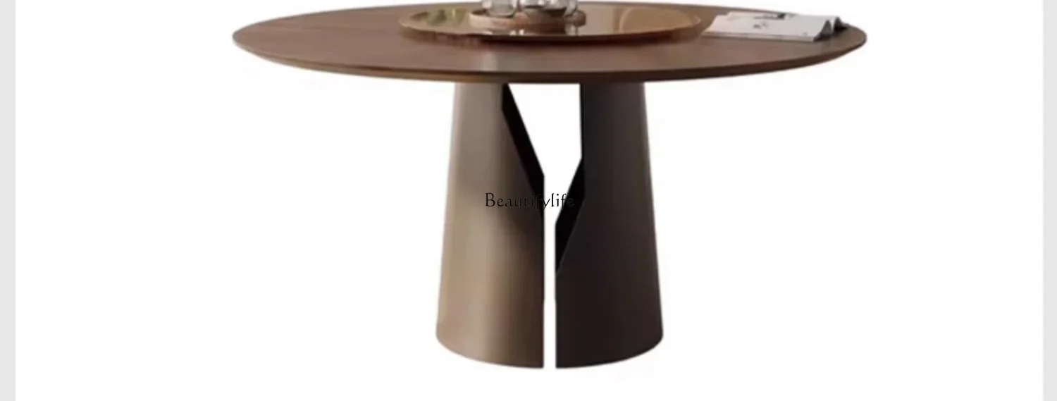 

Solid Wood Dining Table Modern Minimalist Silent Style Minimalist round Dining Table