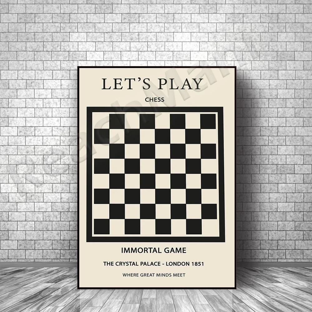 chess. Checkerboard, black and white design, geometric graphics decoration home wall exhibition canvas print poster