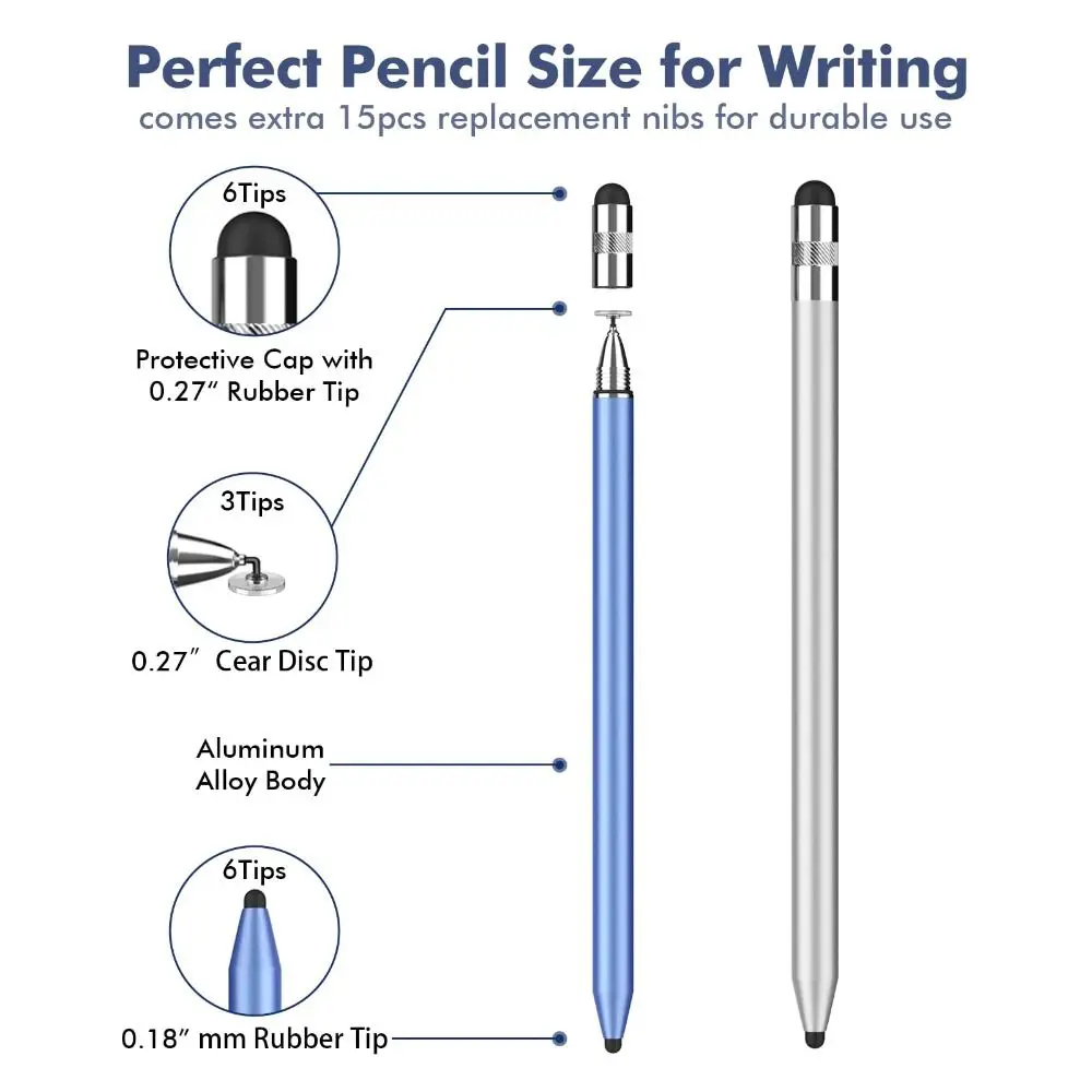 Professional 3-in-1 Stylus Pen High Sensitivity Metal Touch Screen Pen Universal No Bluetooth Capacitive Touch Pencil