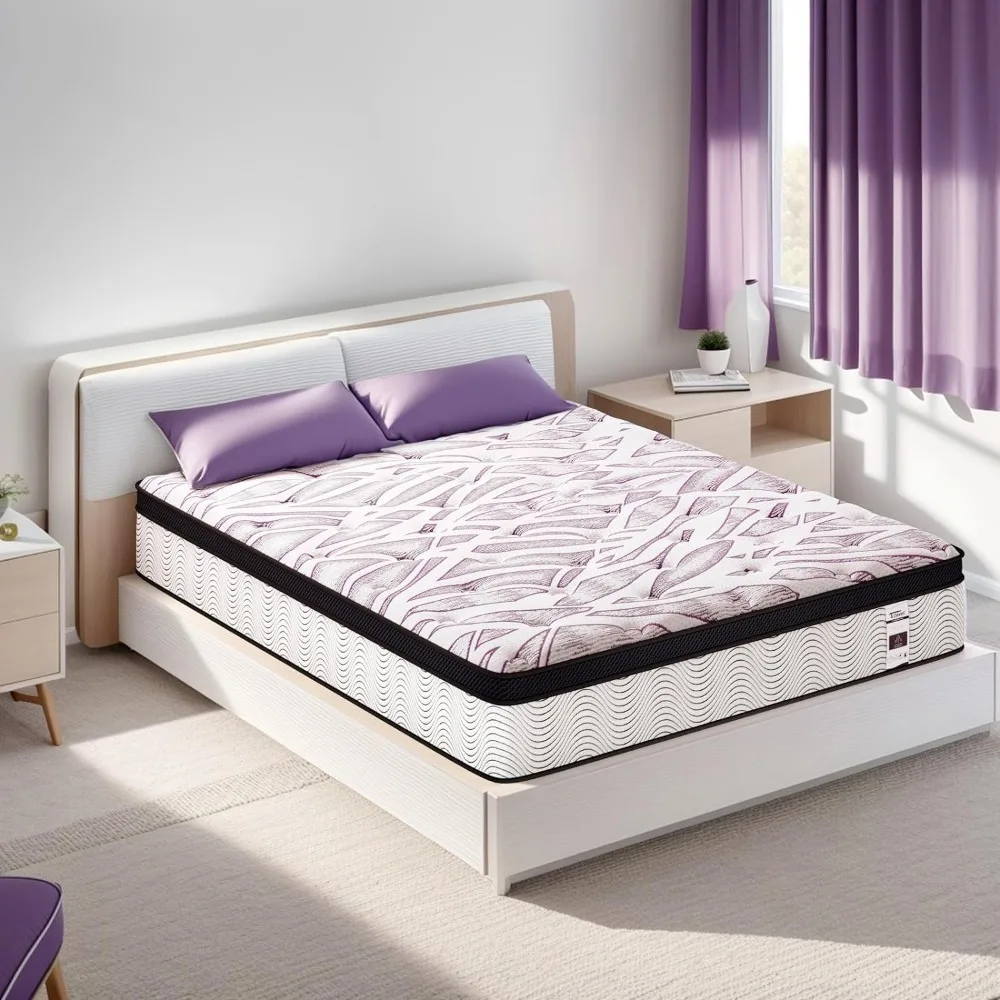 Matelas King en mousse à mémoire de forme de 10 pouces, matelas hybride à ressorts de poche enveloppés dans une boîte, moyen optimiste pour le soutien