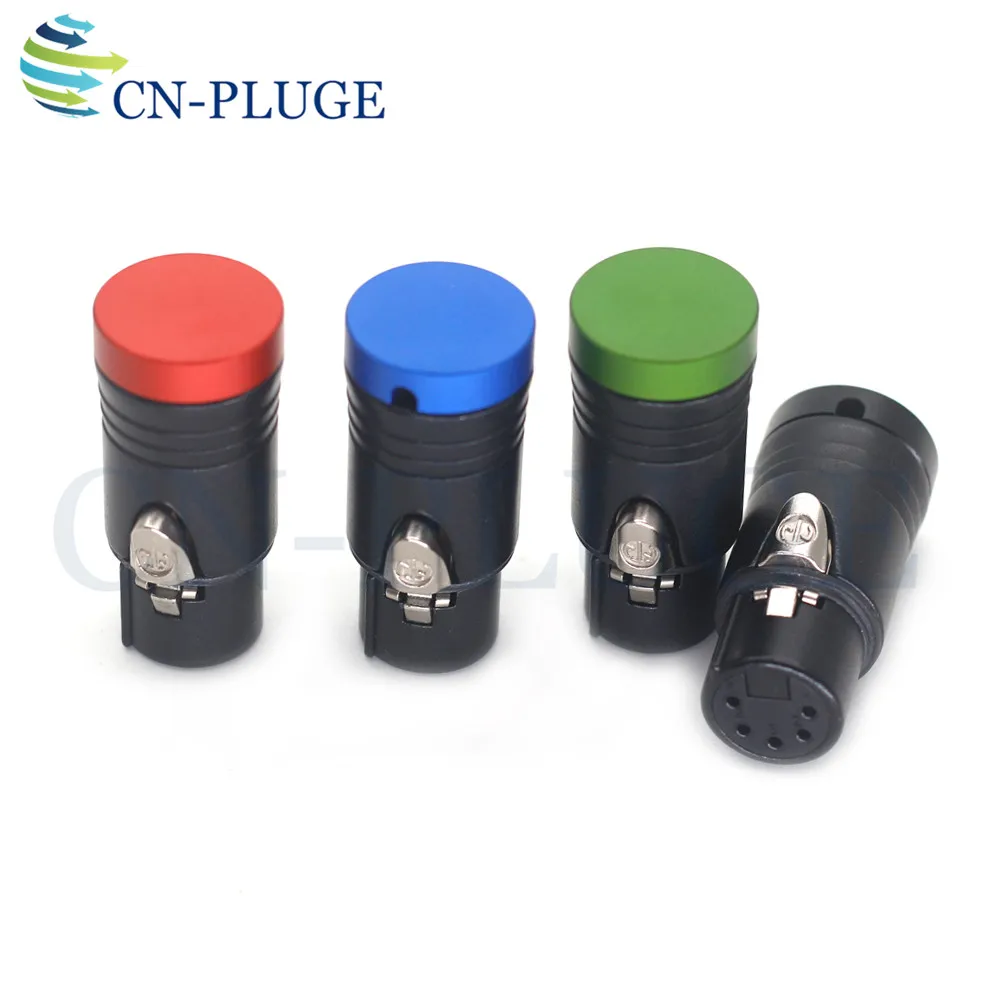 Red Blue Green Black Flat Cover XLR 5-hole Rotatable Audio Plug