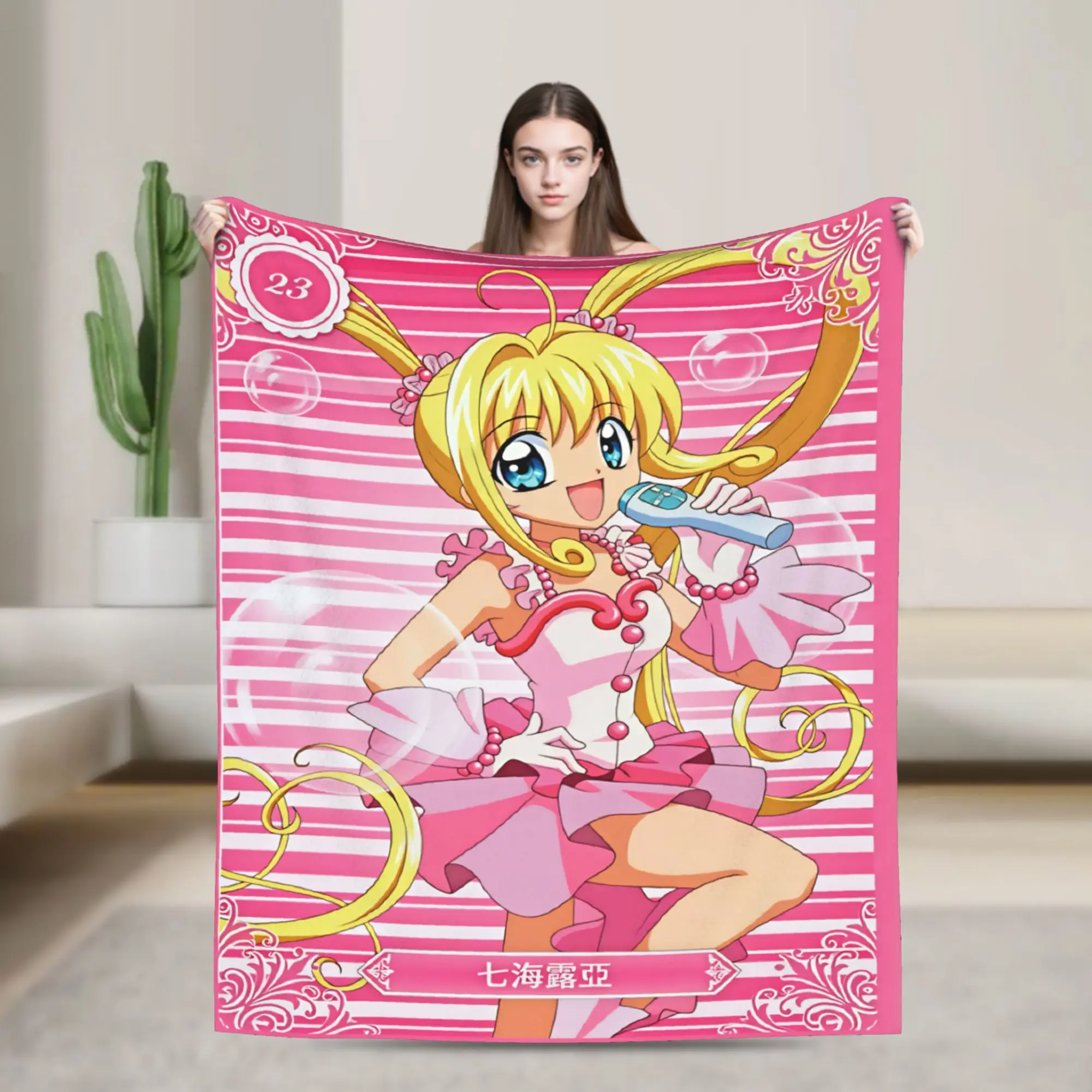 M-Mermaid Melody Pichi Pichi PitchS  Flannel Blankets  Soft Throw Blanket for Couch Bed Picnic Funny Bedspread Sofa Bed Cover
