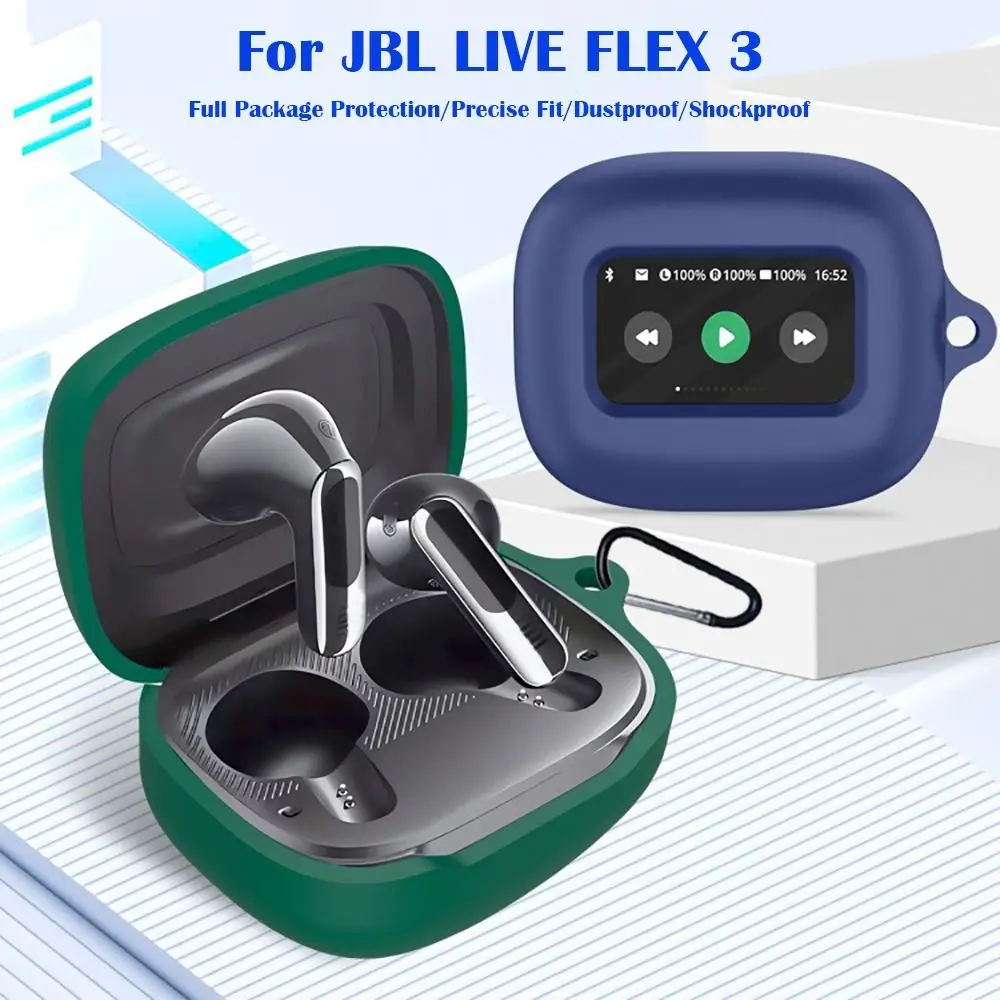 Jbl用シリコンヘッドホンケース,落下防止,防塵,耐衝撃,傷防止,充電ボックス,Jbl Live Flex3用スリーブ