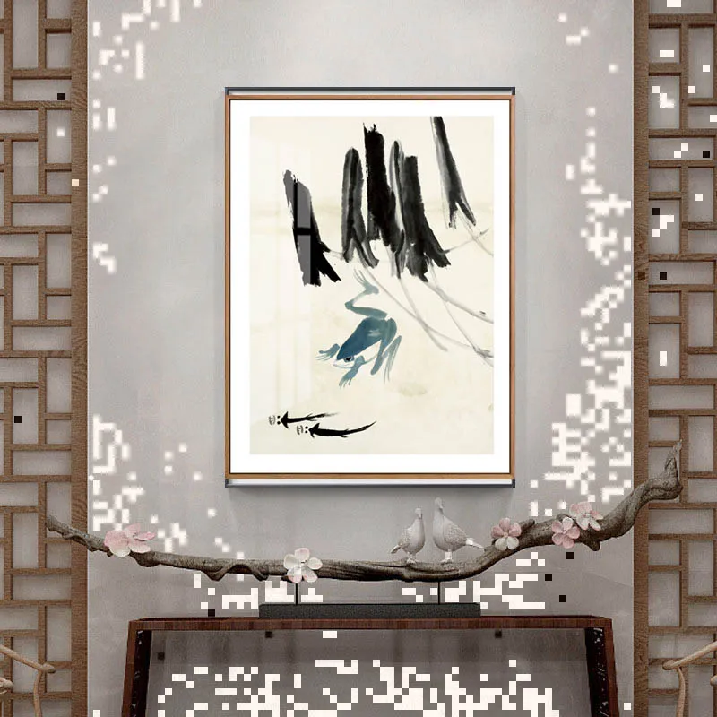 

Chinese style Ink Blue Shrimp Posters Prints Canvas Paintings Wall Art For Living Room Decor For Bedroom Aesthetic Artwork-02