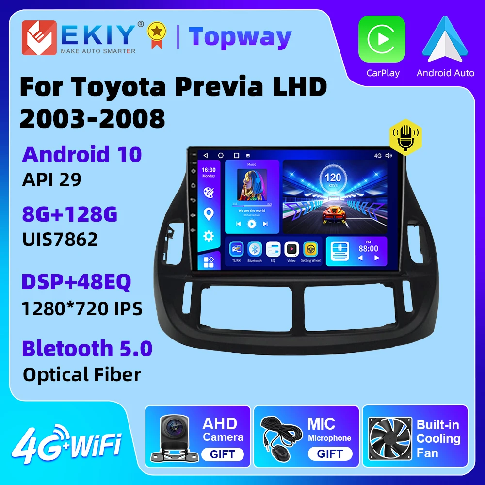 EKIY For Toyota Estima ACR30 2000-2006 Car Radio Android 10 Carplay Android Auto 4G WIFI GPS Navigation DSP Player No DVD