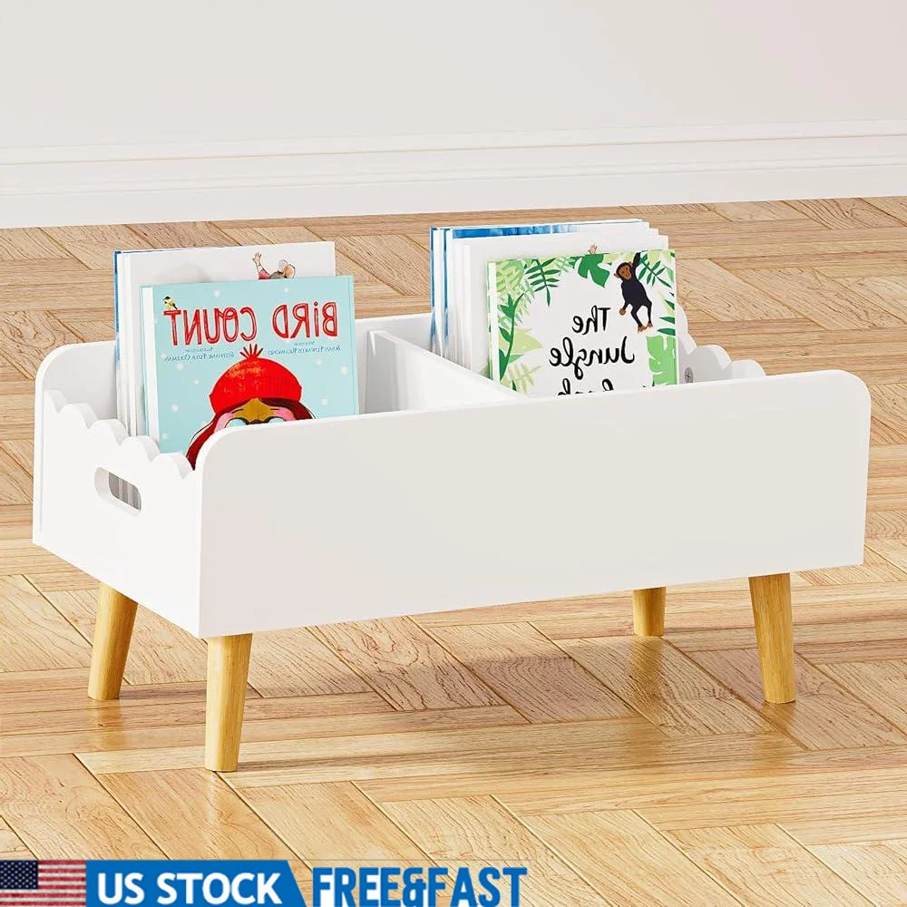 Estantería Montessori para niños, carrito de libros bajo de madera, estante de almacenamiento para niños pequeños con divisores, sala de juegos, dormitorio, biblioteca infantil