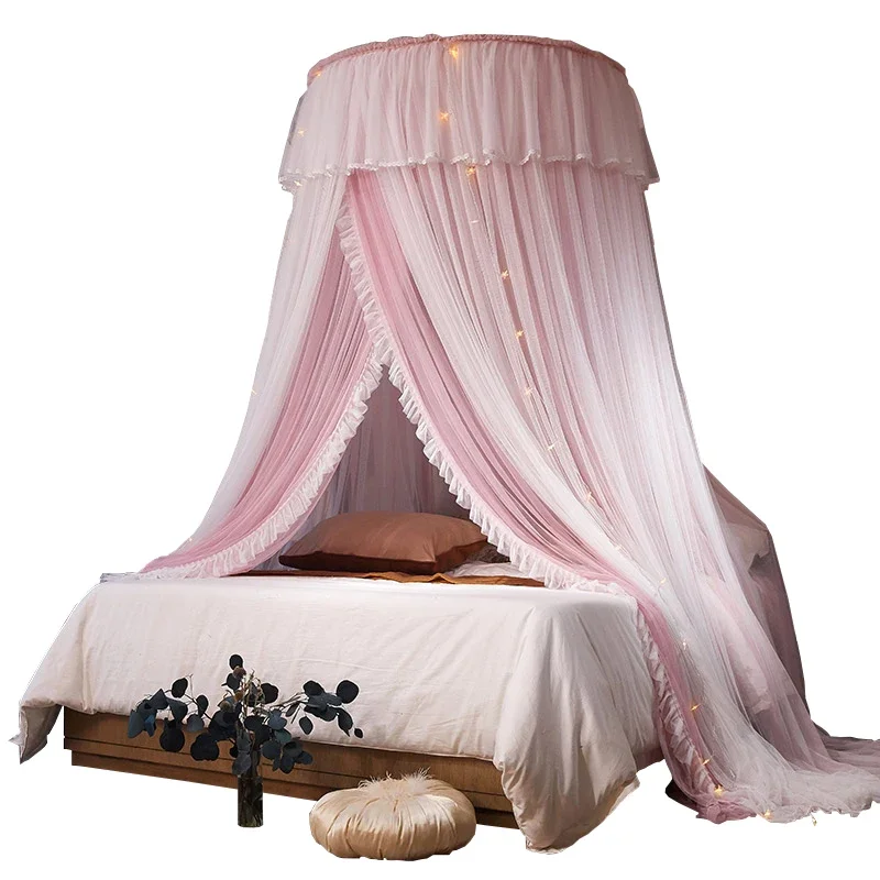 Double layer gauze dome mosquito net for household use, 1.8m bed, princess style ceiling, 1.2m, 1.5m, no installation