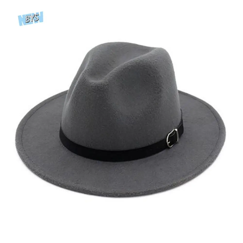 

Fashion Wide Brim British Fedora Hat Formal Occasion Solid Color Winter Felt Hats Casual Gentleman Woolen Hats Men Women