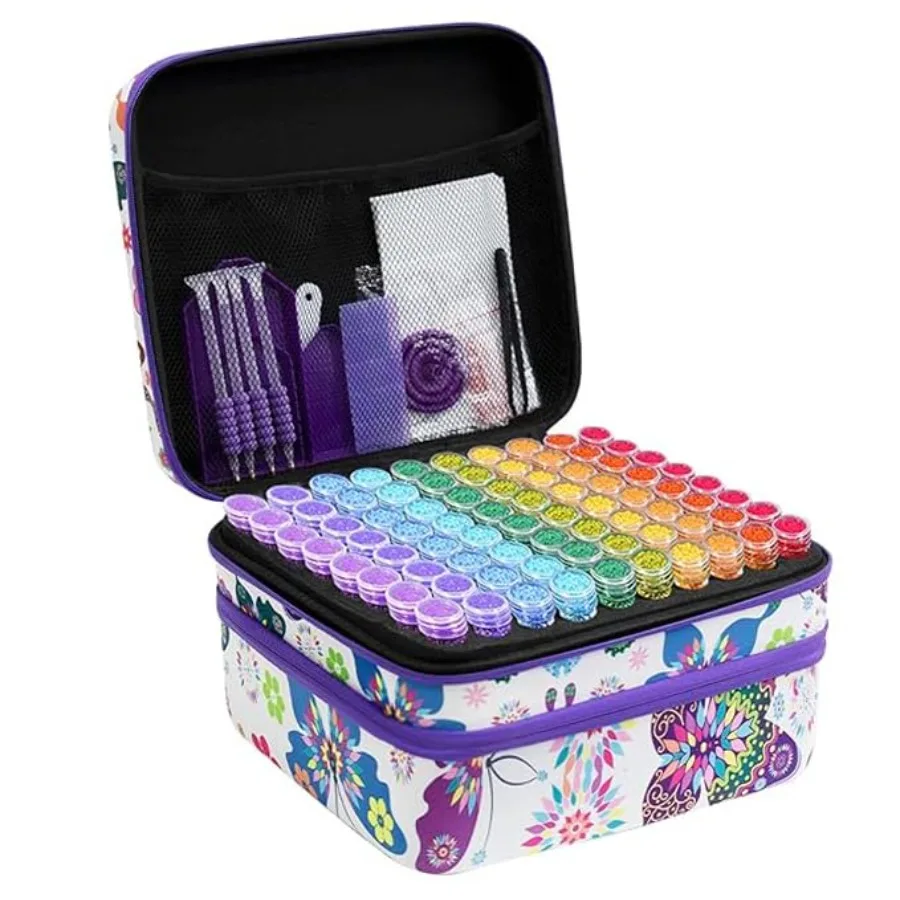 

Diamond Painting Storage Box 240 Slots Bead Storage Containers with Tools Kit for Diamond Art Accessories Craft Jewelry Beads O