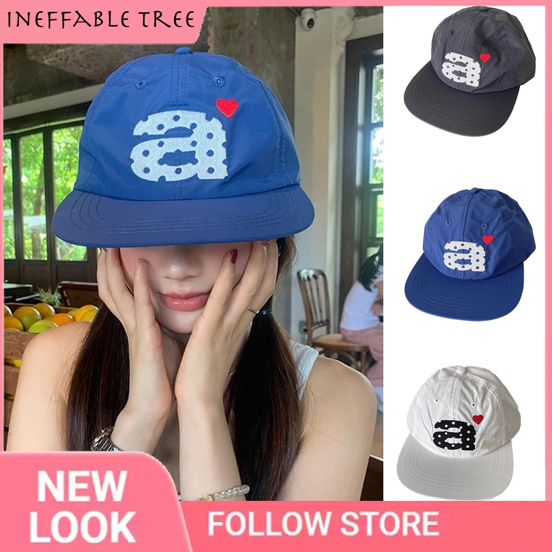 

Qui Dry Breathable Baseball Cap Flat Brim Embroidery Women's Summer Snapback Hat Face Slimming Casual Flat Top Street Casquette
