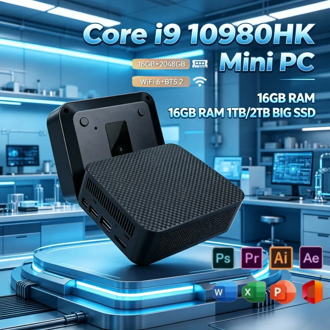 2026 Ultra Fast Mini Desktop PC Core I9 10980HK Portable 16GB RAM 1TB 2TB Big SSD Stable Business Gaming Mini PC