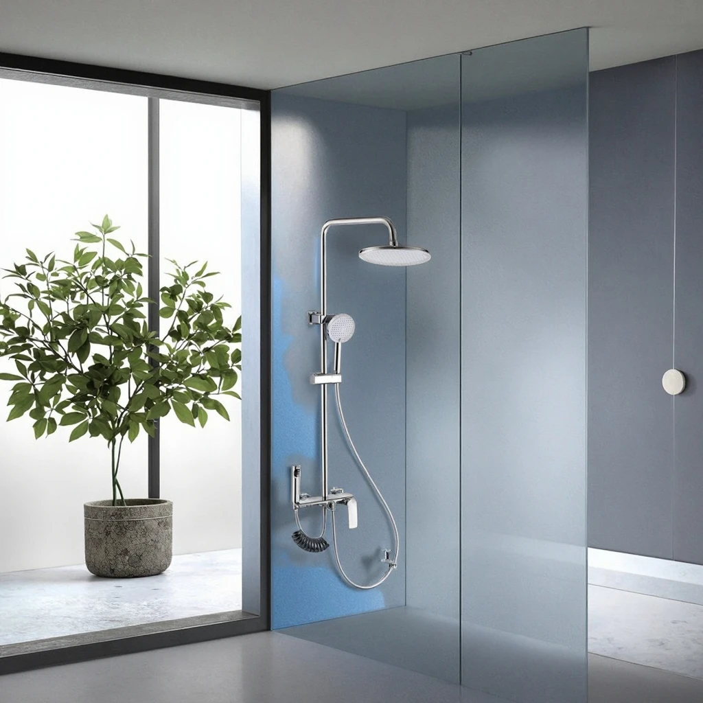Luxury Stylish Brass Body Wall Mounted Shower Set Infinite Lifting Design Hot Cold Mixer Polished Surface Rain Jet Soft for Home