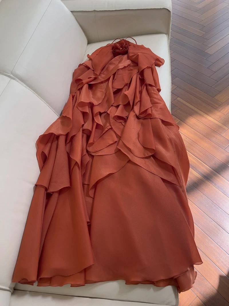 

Ele Fairylike Faionable Hanging Ne Svel Bal Layered 3D Flower Tied Vaion High End Sli Dr