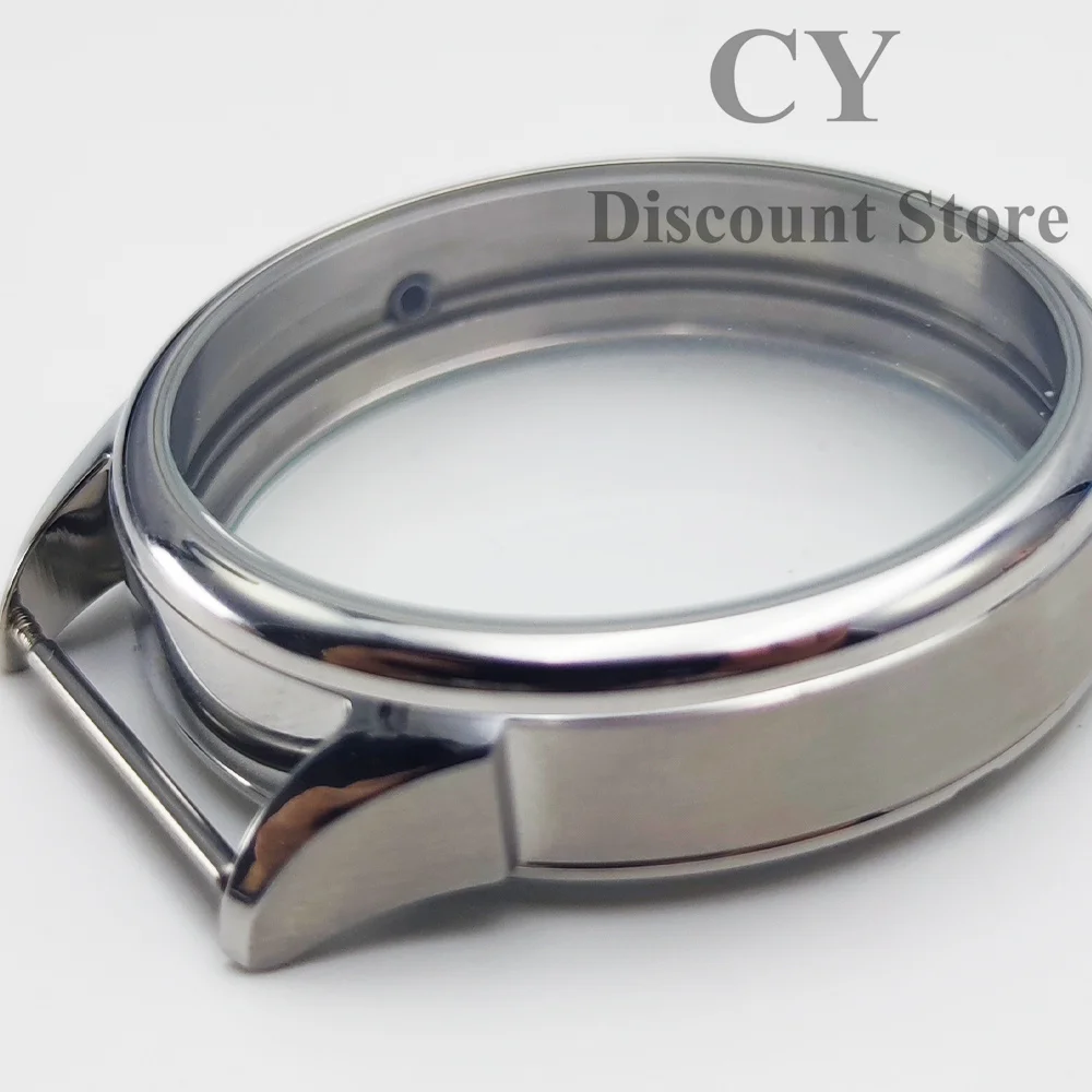 ETA6497 Watch Case 42mm Silver Stainless Steel Watch Case fit ETA6497 6498 Seagull ST3600 ST3620 ST36 Movement