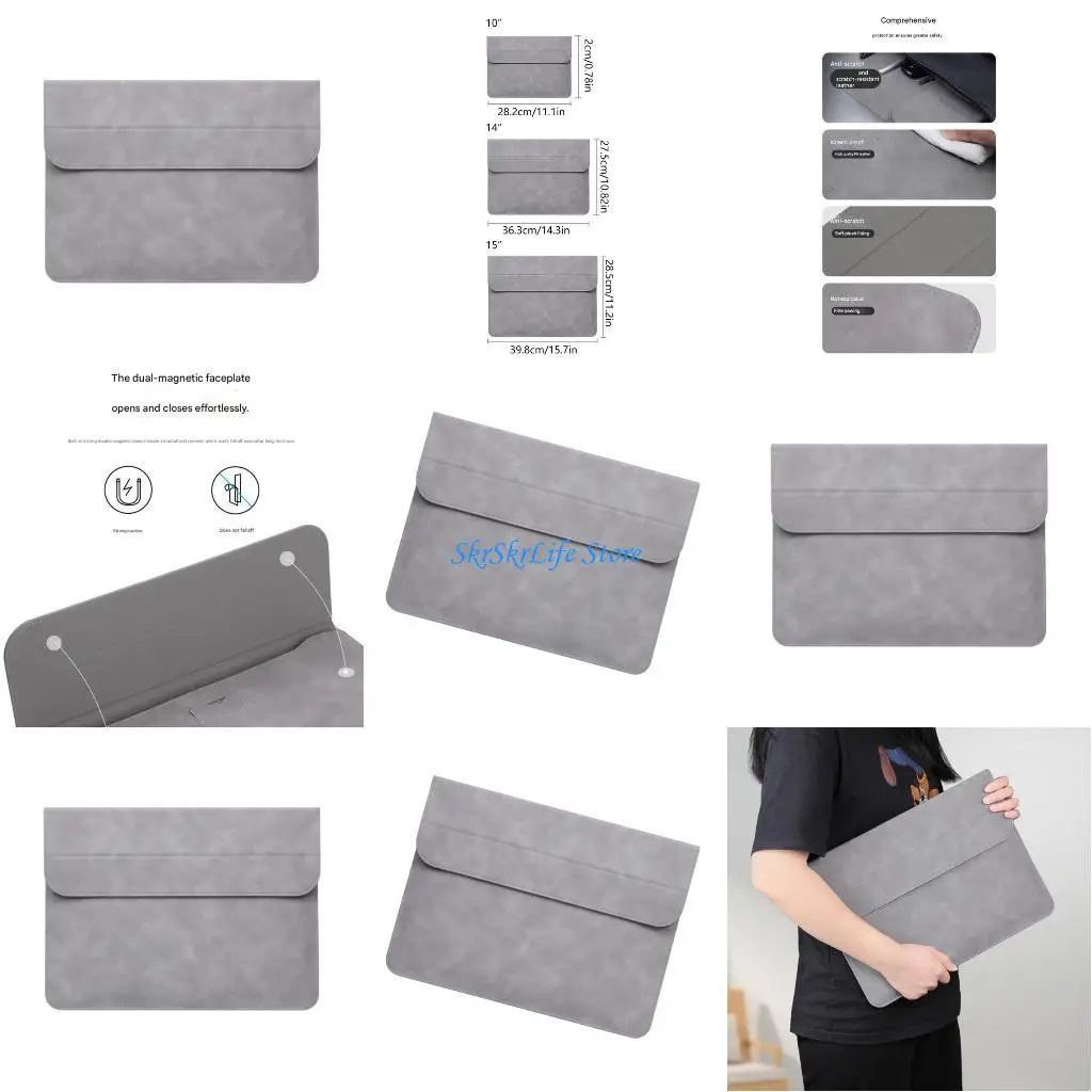 

E65E Leather Laptop Case with Stand For 10/14/15inch Devices Anti Slip Padding Management System Weatherproof Construction