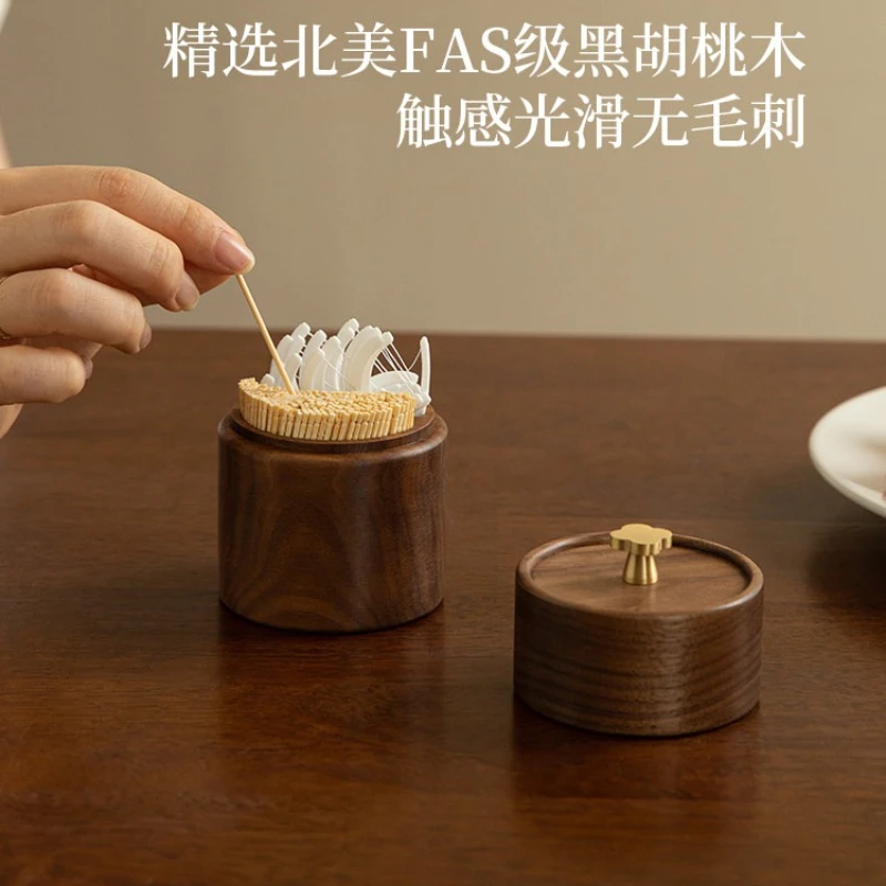 Premium Solid Wood Toothpick & Floss Holder Jar, Creative Home Living Room Desk Organizer, Elegant Gift Ideal for Friends.