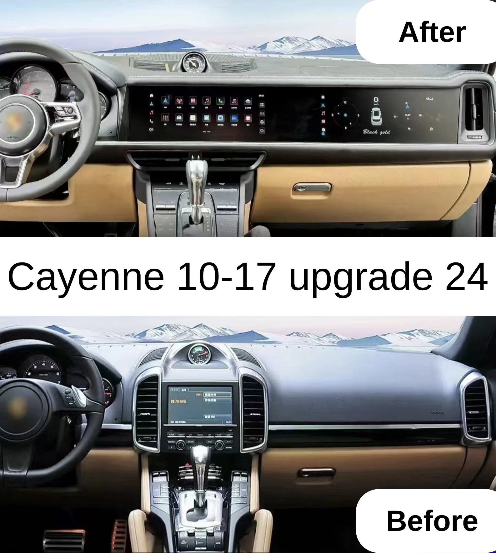 PG untuk porsche Cayenne 2011-2017 Model Modifikasi 2024 dengan Konsol Tengah, Panel Instrumen Pusat, Layar Tampilan Penumpang