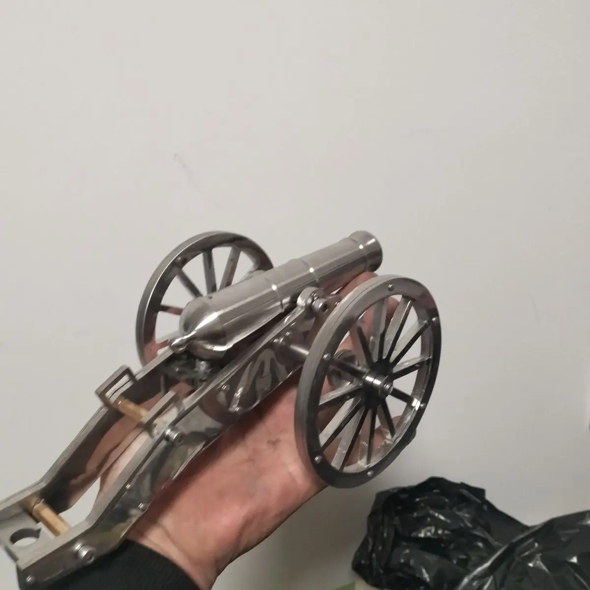 Napoleonic Era Field Cannon Stainless Steel Mini Cannon Model, Military Collector Ornament Collectible